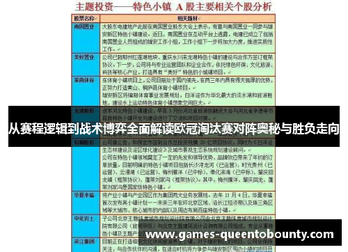 从赛程逻辑到战术博弈全面解读欧冠淘汰赛对阵奥秘与胜负走向 从赛程逻辑到战术博弈全面解读欧冠淘汰赛对阵奥秘与胜负走向